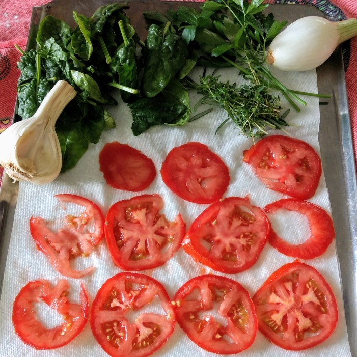 Fresh garlic, herbs and tomatoes