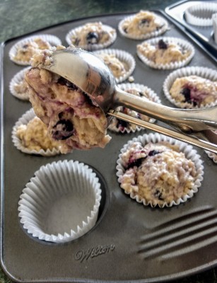 scoop with an ice cream scoop for uniform muffins