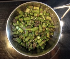 Cook asparagus for 5 minutes