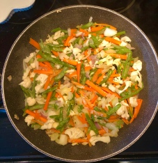Stir-frying vegetables